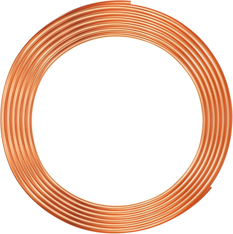 Yaocom أنبوب نحاسي 1/4" OD x 7/16" ID x 10 قدم أنابيب نحاسية للتبريد T2 أنبوب نحاسي لولبي ناعم لأنظمة التكييف، مشاريع DIY، ثلاجات، صناعة - Image 1